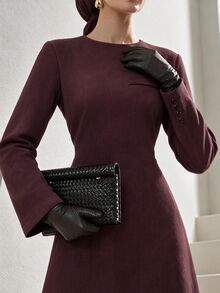 Veilorie Women's Round Neck Long Sleeve Elegant Party Occasion Dress - Purple - View 5