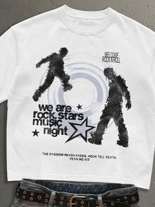 Lonveris American Vintage Music DJ Human Silhouette Fashion Print ...