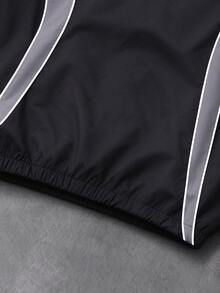 GENIUS ODE Men's Letter Pattern Zip-Up Hooded Jacket - Black - View 7