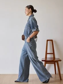 Dazy-Less Women's Casual Everyday Denim Jumpsuit With Pockets - Blue - View 5