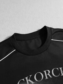 ROMWE MEN Men's Autumn/Winter College Style Streetwear Hot-Selling 2 In 1 T-Shirt - Black - View 4