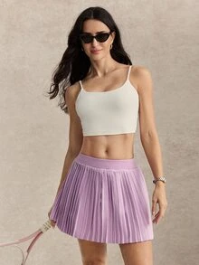 Activina Women's Pleated Pocket Tennis Skort - Purple - View 6