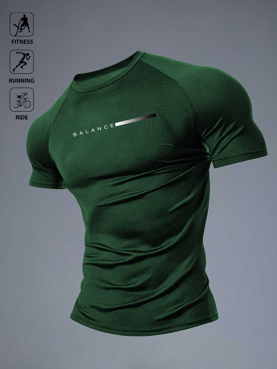 Gym Rark تي شيرت رياضي رجالي مرن بتصميم شعار عصري، هدية للعطلات، ملابس رياضية للتمارين والجيم باللون الرمادي الداكن - أخضر - مشاهدة 1