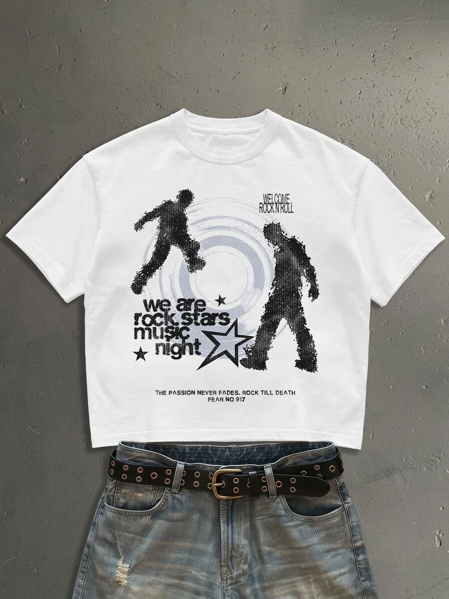 Lonveris American Vintage Music DJ Human Silhouette Fashion Print ...