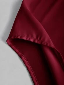 SHEIN Girlism 青少年女孩純色露肩收腰梭織洋裝 - 酒紅色 - 查看 3