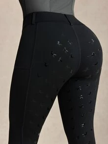 Activina Women's Black Equestrian Riding Pants, Casual Daily Horse Riding Breeches, Comfortable Athletic Active Sporty Athleisure Riding Wear - Black - View 3