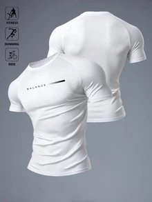 Gym Rark 男士運動T恤 彈性時尚Logo款 假日禮物 深灰色健身運動休閒服 - 白色 - 查看 1