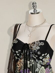 SHEIN ICON ملابس علوية كاميسول بدون أكمام بطبعة زهور عصرية متعددة الاستخدامات للنساء مقاس كبير - متعدد الألوان - مشاهدة 5