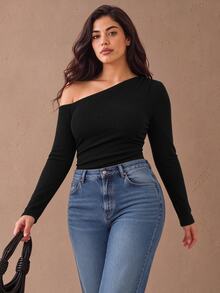 Juhart Plus Size Women Leopard Print Mesh Shoulder Cut-Out Long Sleeve Bodysuit Fall Winter - Black - View 3