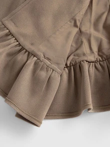 ROMWE Áo khoác nữ dáng vừa pha len gấu bèo nhún phong cách Kawaii ngọt ngào - trắng - Xem 5