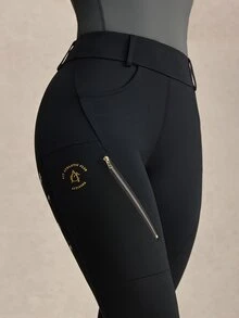 Activina Women's Black Equestrian Riding Pants, Casual Daily Horse Riding Breeches, Comfortable Athletic Active Sporty Athleisure Riding Wear - Black - View 5