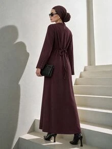 Veilorie Women's Round Neck Long Sleeve Elegant Party Occasion Dress - Purple - View 2