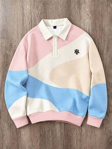 Daypath Men's Button Collar Pullover Sweatshirt - Multicolor - View 1