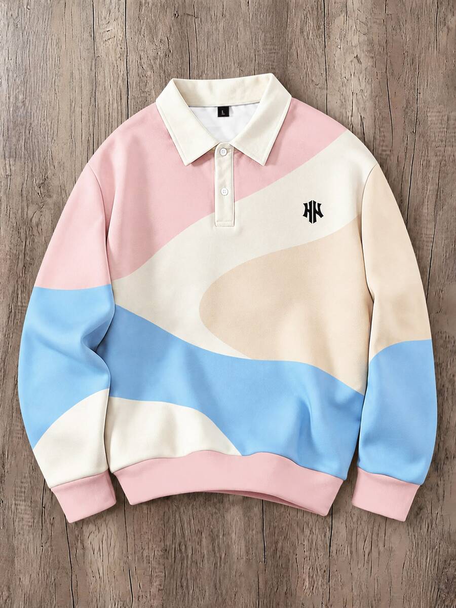 Daypath Men's Button Collar Pullover Sweatshirt - Multicolor - View 1