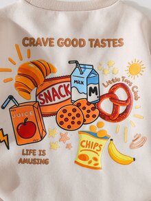 THE HAPPY LOOK Young Boy Cute Comfortable Letter Print Long Sleeve Sweatshirt And Leopard Print Sweatpants Set - Multicolor - View 5