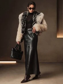 Anewsta Autumn/Winter New European & American Faux Fur Short Jacket For Women, Fashionable Dual-Color Short Coat, Plush Top, Faux Fox Fur - Black and White - View 1