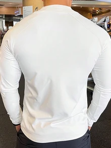 Sport MetroGents 白色男士拉鍊運動夾克，秋季運動休閒基本款健身運動上衣，休閒純色長袖透氣慢跑跑步男友風夾克 - 白色 - 查看 2