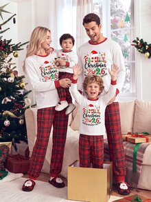Sorvial [Excl, Baby & Kids]男士純色圓領長袖休閒居家服套裝 - 紅白色 - 查看 7