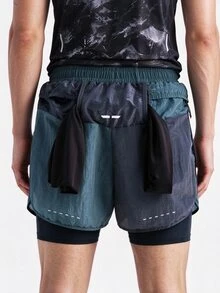 Acti Log Men's Elastic Waist Casual Daily Travel Sports Shorts - Multicolor - View 2