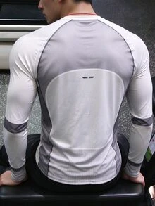 GymBeat 男士字母印花休閒日常運動運動衫 - 彩色 - 查看 2