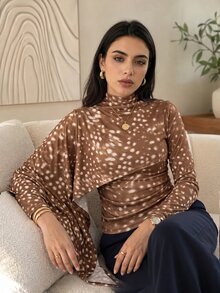 Solavon Women's Shawl Top With Deer Pattern Print, Long Sleeve, Autumn/Winter - Multicolor - View 2
