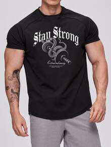 GymBeat Men Solid Raglan Sleeve Sports Tee,Black Gym Tee Summer Athleisure Compression Shirt,Fitted Short Sleeve Active Workout Tops,Breathable Lightweight - Black - View 4