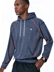 Sport MetroGents Men's Striped Long Sleeve Casual Drawstring Hooded Sweatshirt - Multicolor - View 1