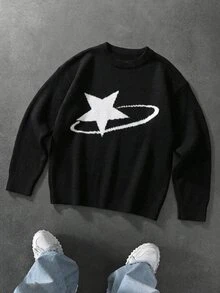 Manfinity CasualKnits 新款秋冬圓領套頭長袖男士毛衣 - 黑色 - 查看 3