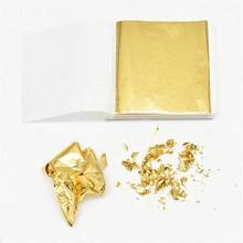 100pcs Gold Leaf Imitation Foil Paper Leaves For Diy, Epoxy Resin, Silicone Molds, Jewelry Making, Filling, Decoration, Crafts Tools - Multicolor - View 7