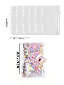 A6 Size Transparent Binder With 6 Zipper Closure Storage Bags - Multicolor - View 11