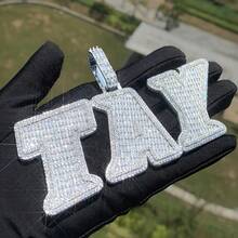 Customized New Big Letter Number Pendant Zinc Alloy Cubic Zirconia DIY Name Hip Hop Rap Personalized Couple Everyday Wear Jewelry With One 50cm Woven Chain Included, Gold, Stylish, Colorful, Vintage, Simple, Unisex, Casual, Cuties, Custom, Personalized, Unique, Ideal Gifts For Him, Middle School Students, High School Senior High School Students, College Students, University Students, Freshman, Sophomore, Underclassmen - Multicolor - View 22