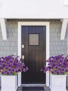 8 Molhos de Flores Artificiais para Uso Interno e Externo, Plantas de Flores Falsas para Jardim Interno e Externo, Parapeito, Casa, Casamento, Fazenda, Flores Artificiais Externas, Flores de Plástico Artificiais Não Desbotantes Plantas de Simulação para Vasos de Flores Decorativos Pendentes, Decoração de Vaso para Casa e Cozinha (Roxo)