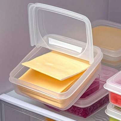 1 件透明奶酪储物盒，密封食品容器，新鲜奶酪、熟食和零食厨房收纳盒，便携式冰箱水果蔬菜保鲜盒，奶酪片储物盒，冰箱专用洋葱、生姜、大蒜水果保鲜盒，翻盖黄油块包装盒，适合厨房使用