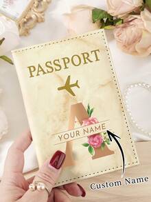 Custom Name & A-Z Letters Passport Wallet - Personalized Leather Passport Cover With Card Slots, Custom Travel Passport Case For Holiday Travel Protection, Multifunctional Custom Travel Essentials Organizer For Passport, Boarding Pass, Credit Cards, School Supplies, For Teenagers, Junior High School Students, Middle School Students, High School Senior High School Students, College Students, University Students, Freshman, Sophomore, Underclassmen,Chic Autumn, Urban Chill,New Year Glamour