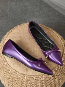 Damen Spitz zulaufende Slip-On Lässig Schuhe mit Schmetterling Anhänger, Lila, vielseitig für Alltag, Outdoor & Lässig, Frühling/Sommer/Herbst