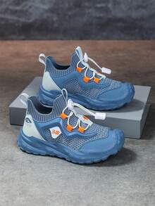 1 par de zapatillas deportivas transpirables tipo slip-on con cordón para niños, zapatos deportivos casuales de baja altura para niñas, zapatos atléticos cómodos para niños y adolescentes, adecuados para primavera, verano, otoño e invierno - Azul - Ver 8
