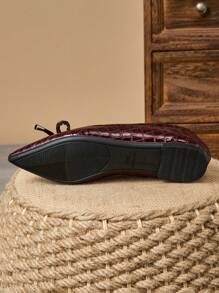 Damen spitze Flache Schuhe, burgunderroter Schleife Anhänger, Alltag, Outdoor, Lässig, vielseitig, Frühling/Sommer/Herbst