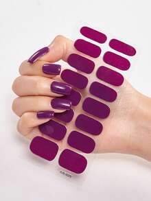 16pcs/Pack Solid Color Nail Stickers, Full Cover Nail Art Decorations