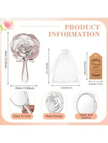 18pcs/Set Bridal Shower Favors Rose Design Mirrors, 6Pcs Plastic Compact Mirrors 6Pcs Thank You Cards With 6Pcs Organza Bags, Wedding Party Gifts Bridesmaid Gifts For Guests Bridal Party Supplies Birthday Graduation Birthday Decorations Party Decorations Bachelorette - Gold - View 9