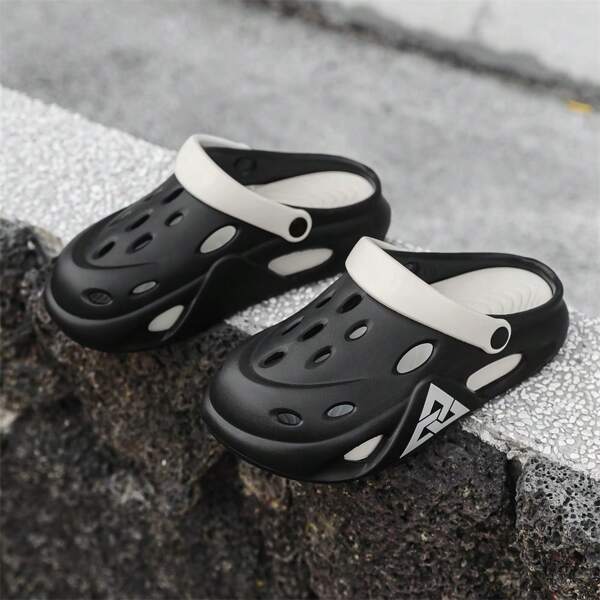 Breathable Perforated Slides Sandals For Men, Anti-Slip Thick Sole Hollow-Out Slippers For Indoor & Outdoor, Couples Wear, Spring/Summer