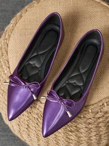 Damen Spitz zulaufende Slip-On Lässig Schuhe mit Schmetterling Anhänger, Lila, vielseitig für Alltag, Outdoor & Lässig, Frühling/Sommer/Herbst