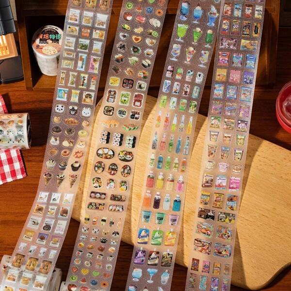 1 Pack Retro Snack Style Waterproof Stickers, Made Of PET Material For Scrapbooking, Phone Decor, Journaling,School Supplies,Back To School