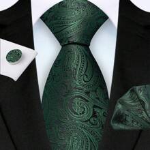 3pcs/Set 8cm Paisley Pattern Necktie, Pocket Square, Cufflinks Men's Tie Set, High Quality Classic Fashion Business Casual Tie Set, Men Wedding/Party/Christmas Gift