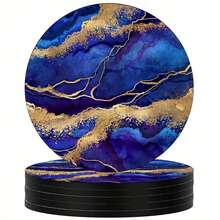 6pcs Marble Pattern Coasters Set,Colorful Heat Insulation Mat, Washable Placemat, Anti-Scalding Non-Slip Table Mat, Car Coaster, Perfect For Home, Cafe, Office, Kitchen,Tea Time, Themed Party Decor, Exquisite Gifts - Multicolor - View 14