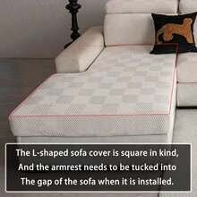 1pc All Season Removable Non-Slip Elastic Sofa Cover, Fits 1 To 4 Seat Sofas, Ideal For Living Room, Bedroom, Office Decor, Machine Washable - White - View 3