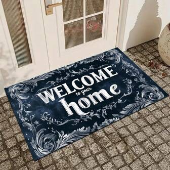 1pc Welcome Mat With "Welcome Home" Pattern - Non-Slip, Suitable For Indoor/Outdoor, Absorbent And Waterproof, For Bedroom, Bathroom, Kitchen, Entryway - Washable Home Decor, Soft And Plush For Spring/Summer