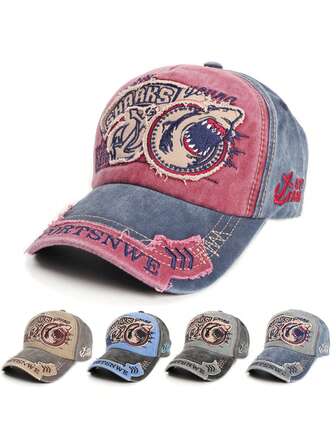 1 pieza Gorra de béisbol para hombre con protección solar, nueva, lavada, con bordado de tiburón para actividades al aire libre