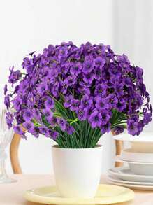 8 Molhos de Flores Artificiais para Uso Interno e Externo, Plantas de Flores Falsas para Jardim Interno e Externo, Parapeito, Casa, Casamento, Fazenda, Flores Artificiais Externas, Flores de Plástico Artificiais Não Desbotantes Plantas de Simulação para Vasos de Flores Decorativos Pendentes, Decoração de Vaso para Casa e Cozinha (Roxo)