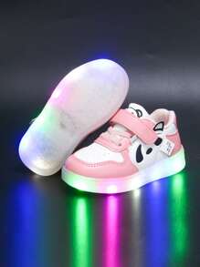 1 par de cómodas y versátiles zapatillas casuales con luces para niñas
