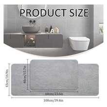 Super Absorbent Bath Mat, Non-Slip Quick-Dry Bathroom Mat, Rubber Bathroom Rug, Fast-Drying Shower Mat For Bathroom Floor, Washable Bathtub Mat, Multi-Functional Non-Slip Floor Mat For Bathroom, Kitchen, Shower Door, Sink Front, Toilet, And Pet Feeding Areas, Durable Diatomite Material With Smooth Surface, Easy To Clean, Natural Grey 15.7x23.6 Inch - Multicolor - View 5